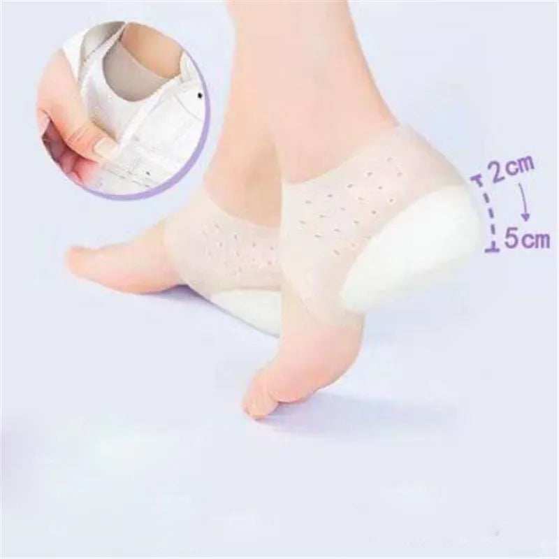 Unisex Invisible Height Lifting Increase Insoles Silicone Elastic Heel Pad Foot Protection Men Women Heel Cushion Hidden Insole